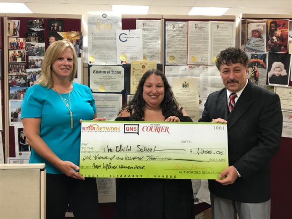 The Child School Wins Achievement Award (Left to Right) Melissa O'Brien (Child School), Megan Gallo (Schneps Communications), and Ciro A. Quattrocchi, (Lay Faculty Assoc.)